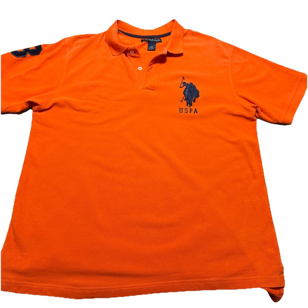 U.S. POLO ASSN. 🔥Orange Polo W/ Big Pony Logo Men's Size XXL Short Sleeve #3